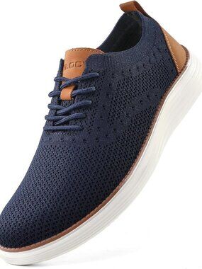 Men's Casual Lace-Up Oxfords Breathable Mesh Comfortable Business Walking Shoes
